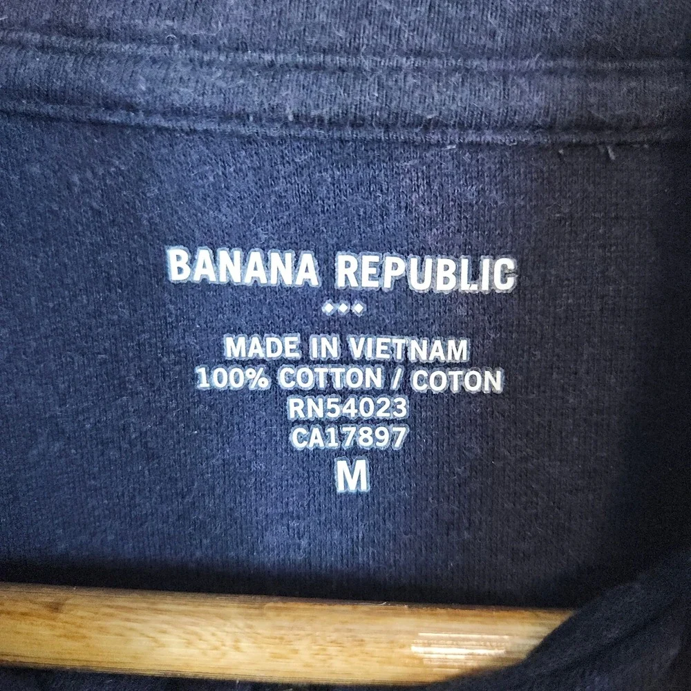 Banana Republic Men's 1/4‎ Quarter Zip Sweater Size M Blue 100% Cotton Preppy